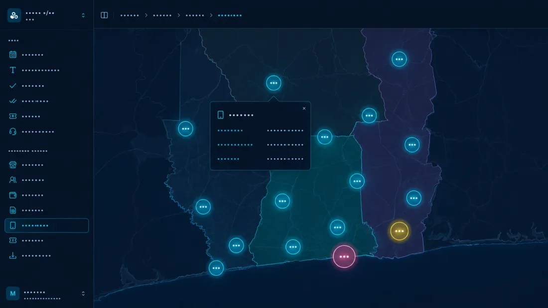 Réseau de points de vente sur carte